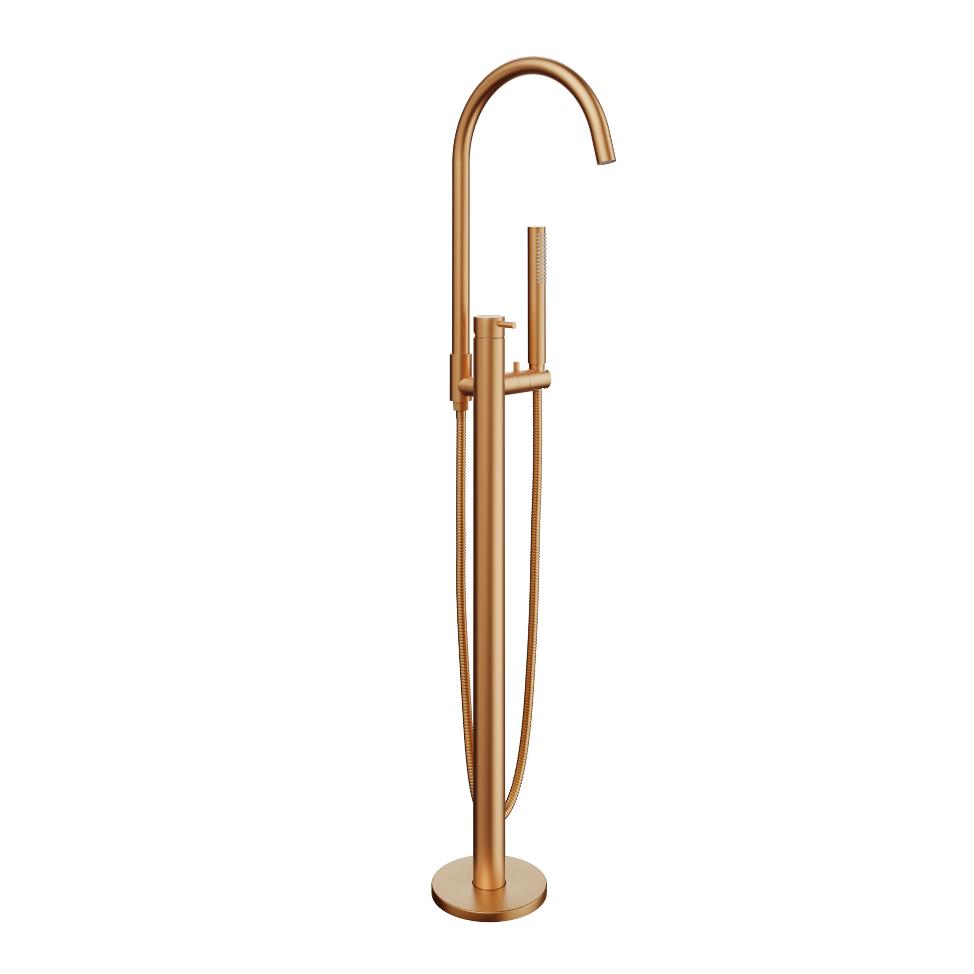 Elysian Floor Mounted Bath Filler with Hand Shower - Brushed Copper