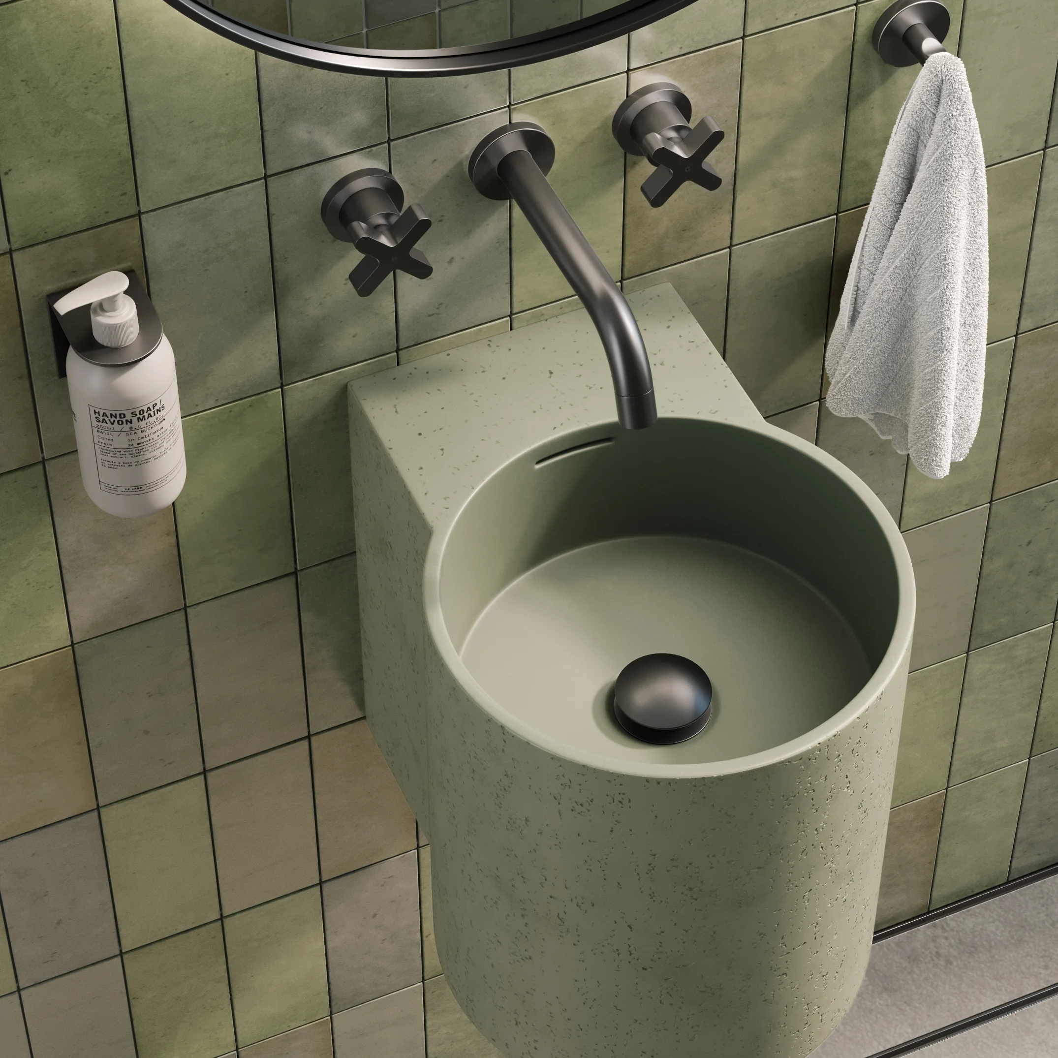 Atelis Wall Mounted Basin Overflow-Green Avi Pop-Up Basin Wastes UK-BG