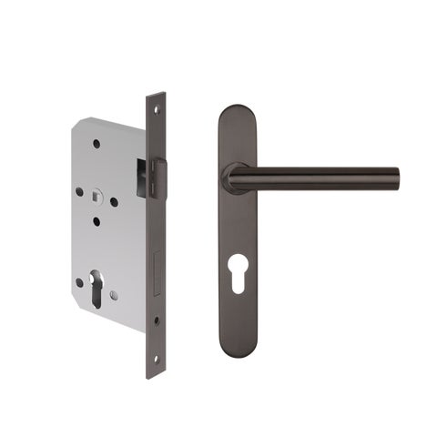 Davis Entry Door Handle & Lock Set - Brushed Gunmetal