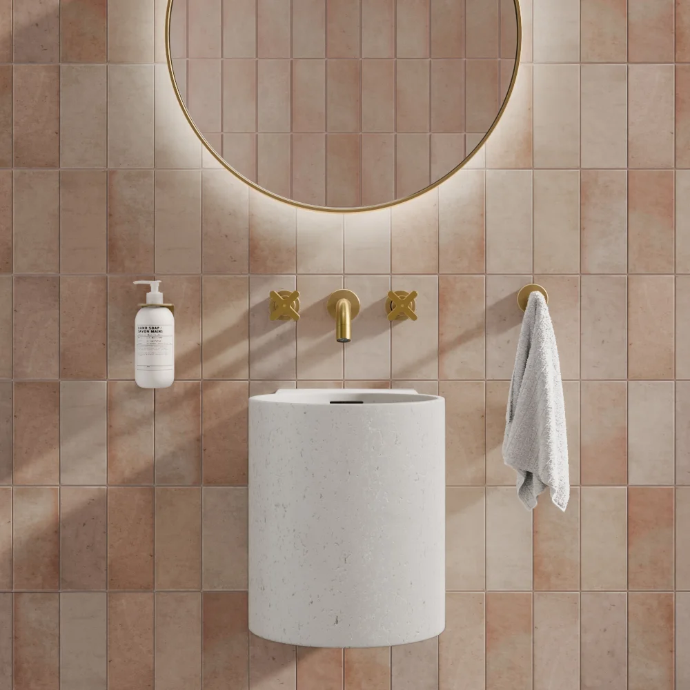 Front Angle Atelis Wall Mounted Basin White