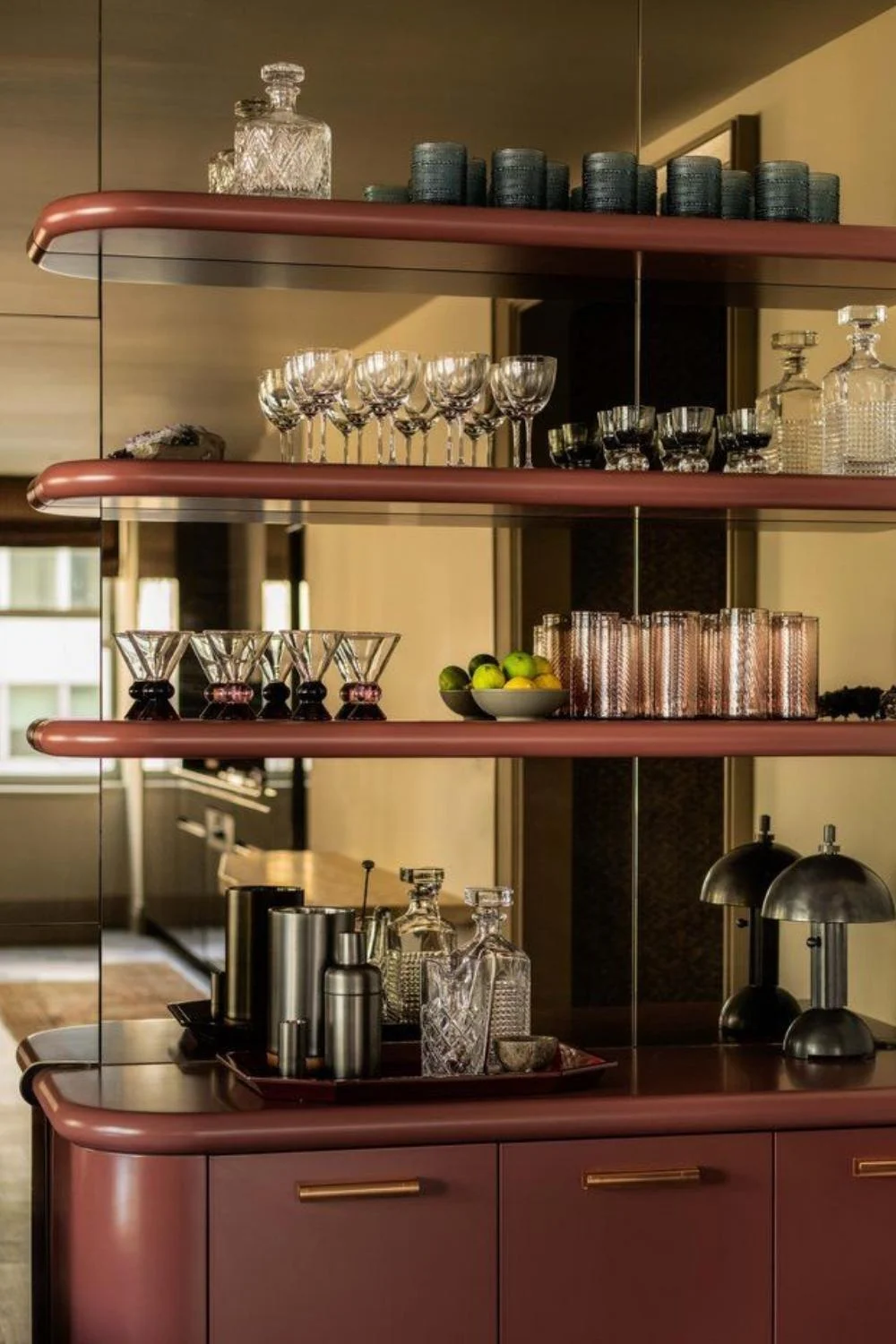 Home Bar Wall Mounted onto Mirror