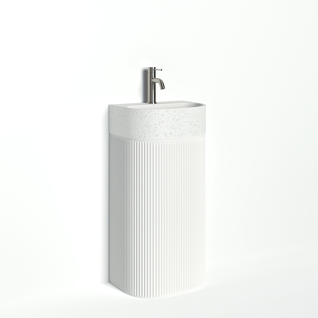Nelios Concrete Pedestal Basin - Matte White