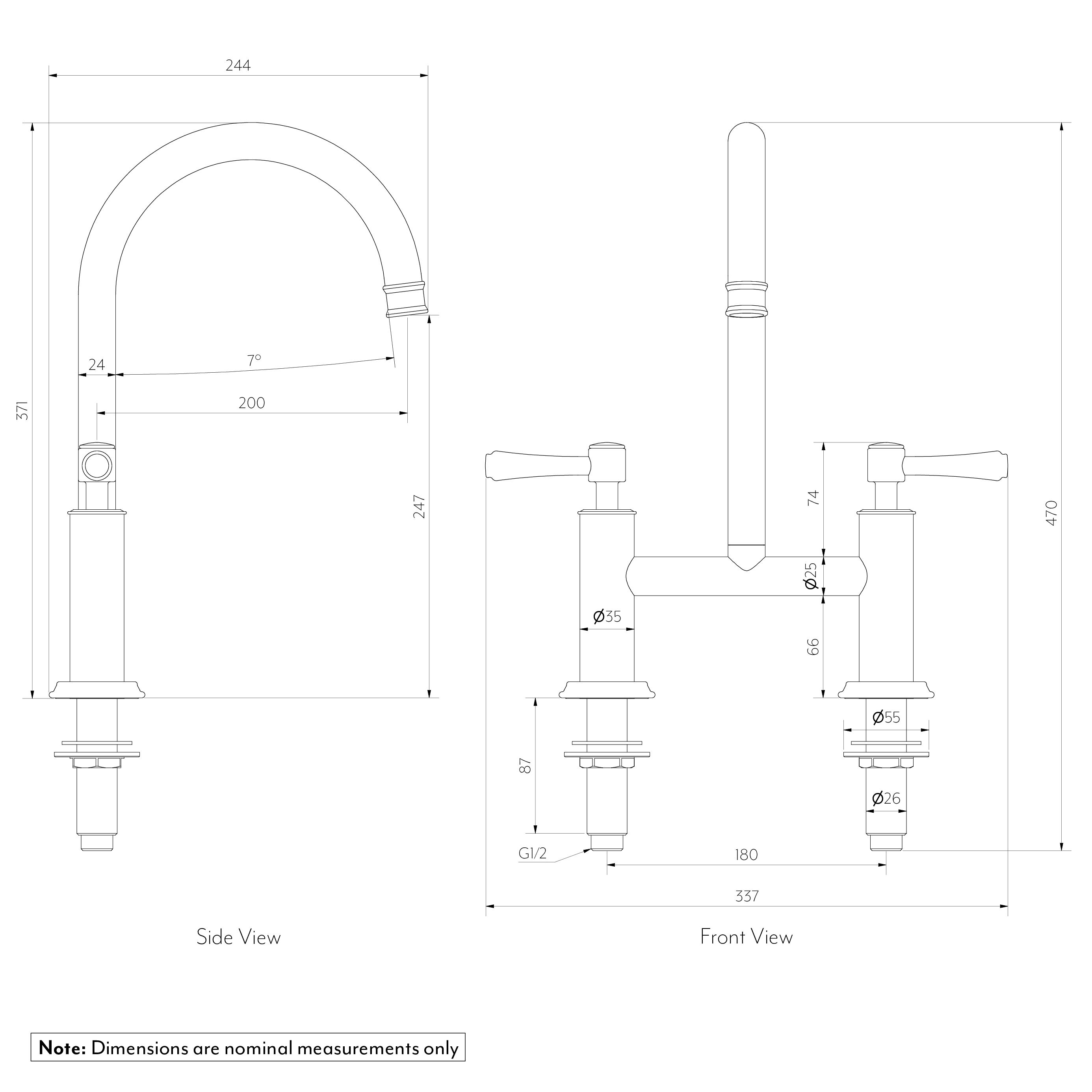 Kingsley Kitchen Bridge Mixer Tap - SPEC