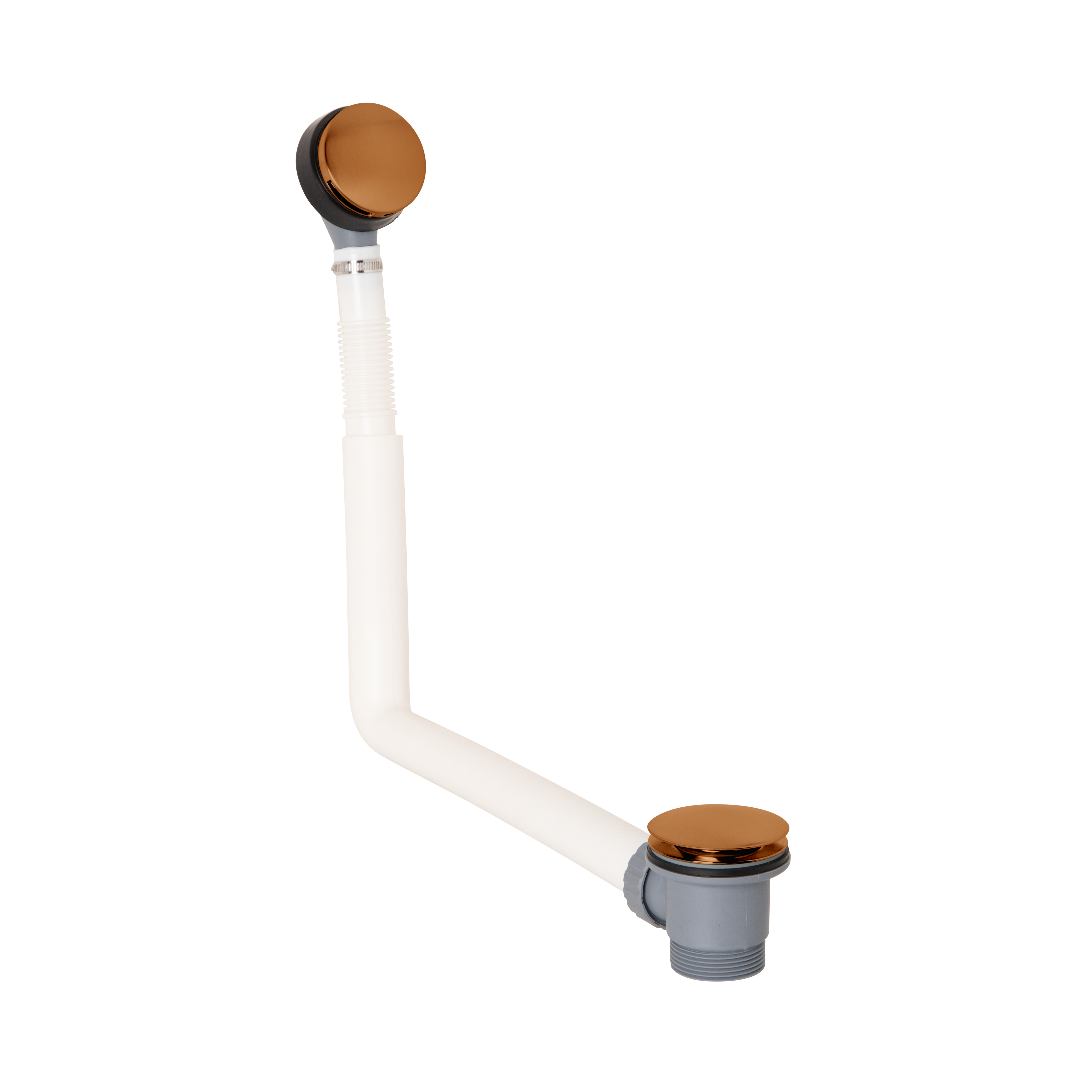 Click Clack Bath Waste with Overflow - Brushed Copper