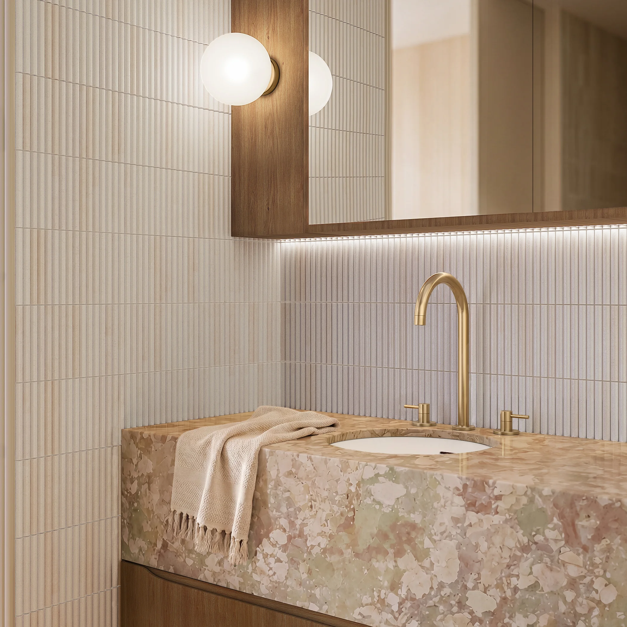 Elysian Assembly Bench Mounted Taps Nara Rounded Mosaic  Insetting BB