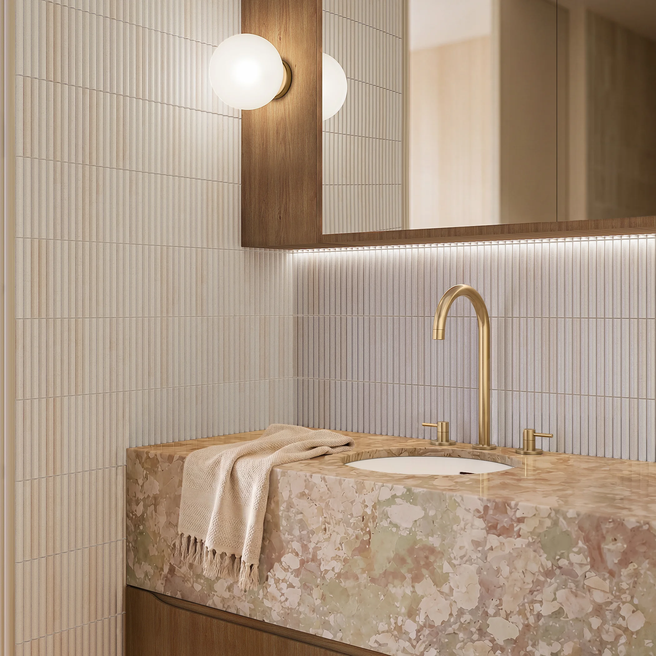 Elysian Assembly Bench Mounted Taps Nara Rounded Mosaic  Insetting BB