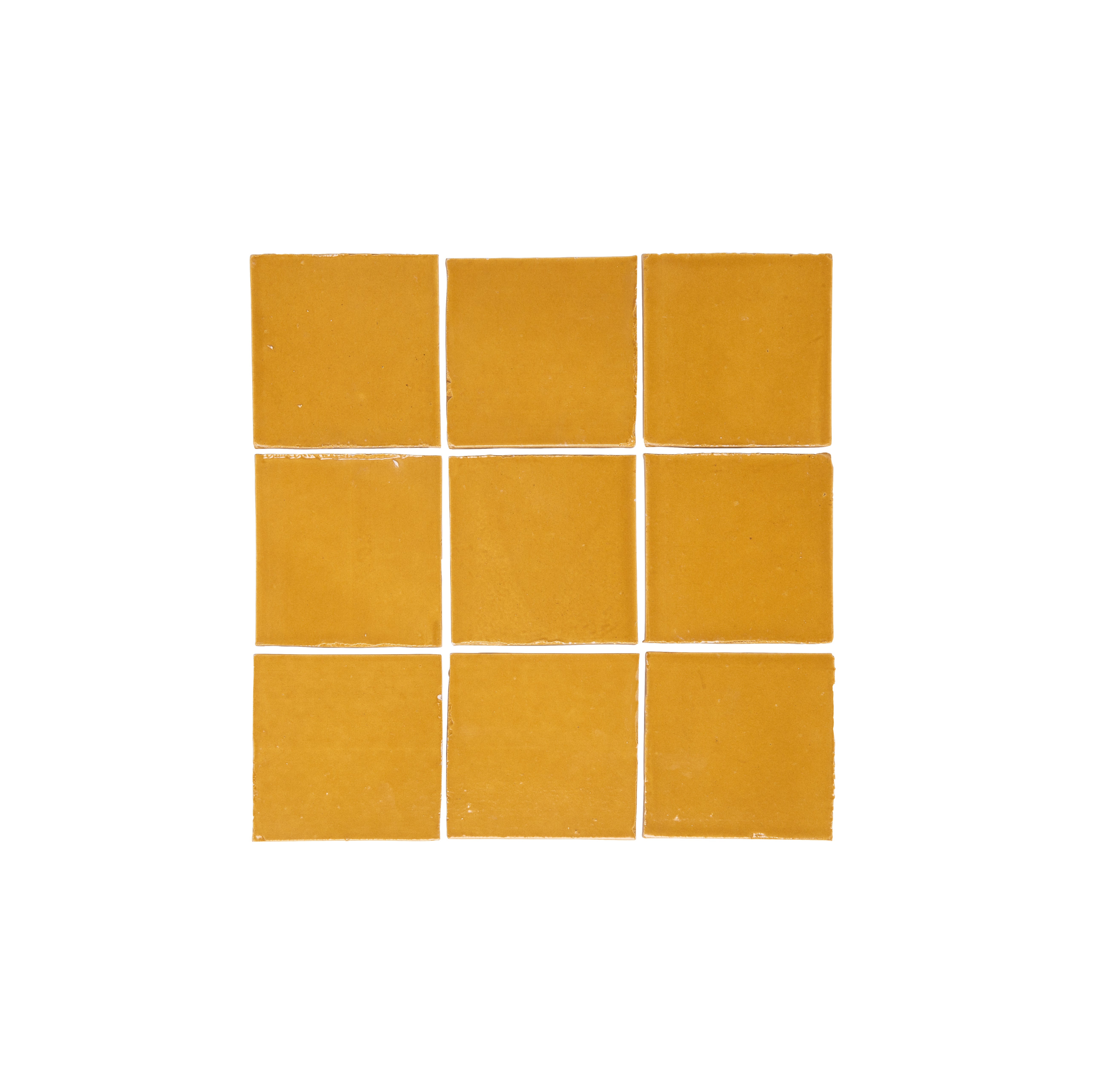 Rommani Handmade Zellige Square Saffron Yellow