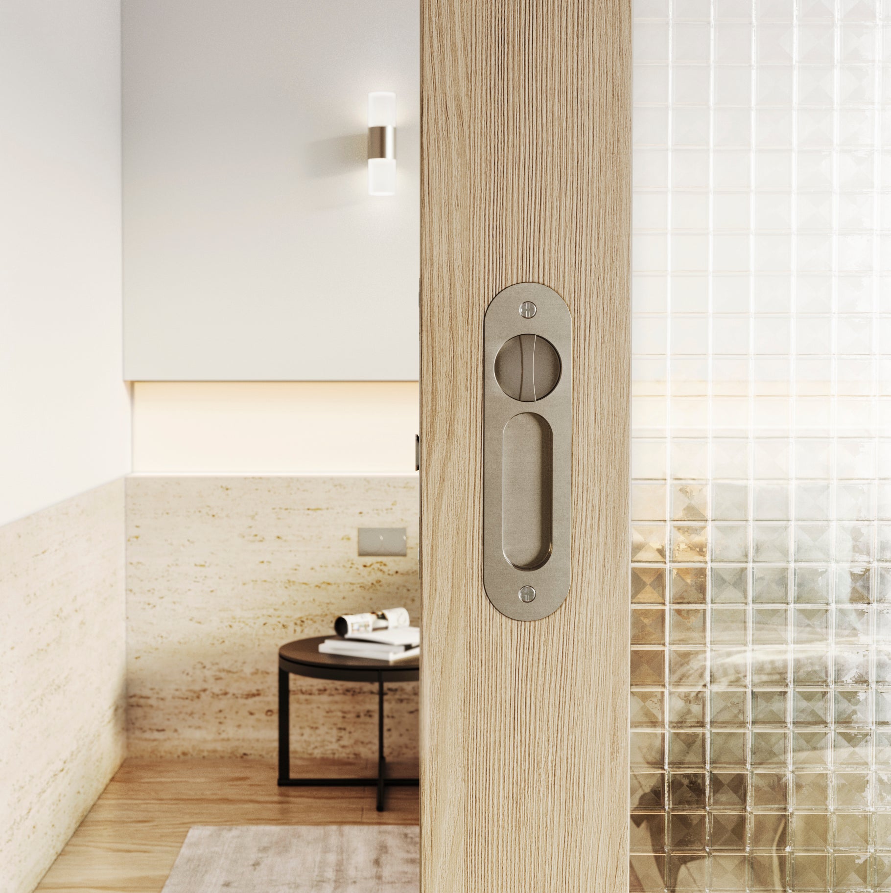 Leroy Sliding Door Privacy Set - Stainless Steel | ABI Interiors