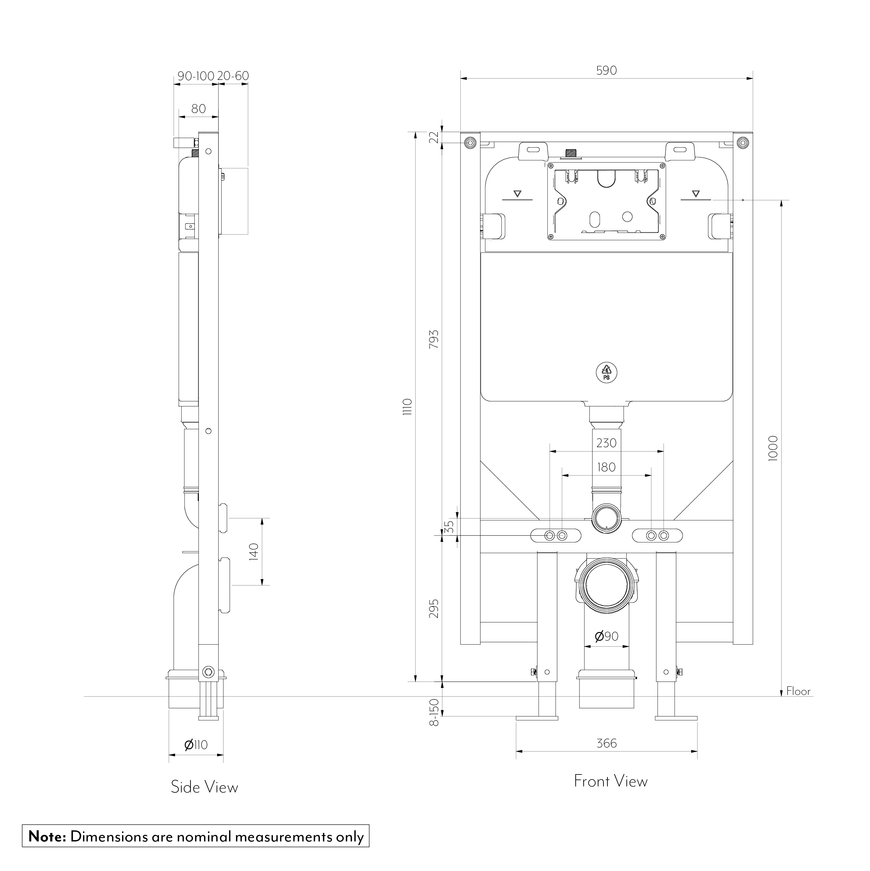 ABI Wall Hung Toilet Cistern - Slim- SPEC
