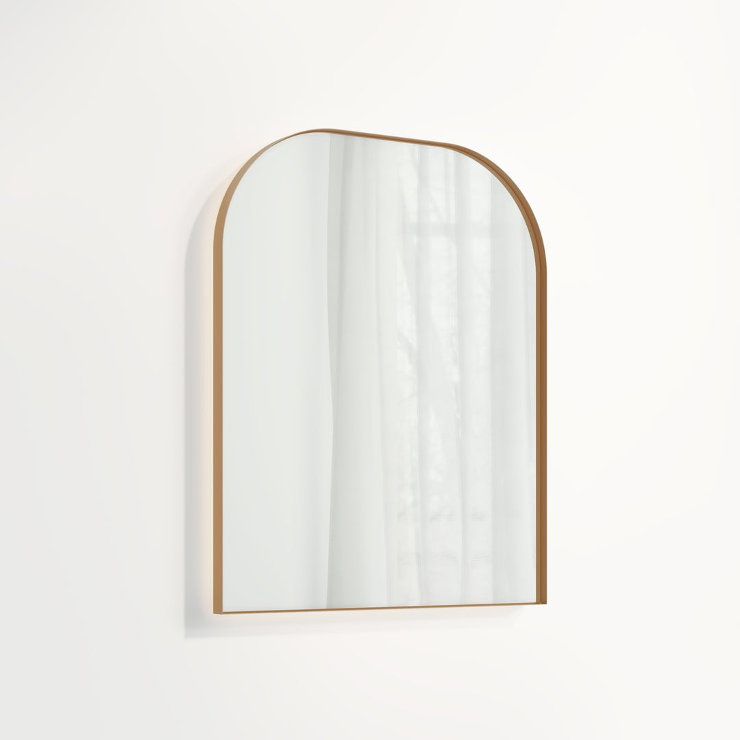 Arch Wall Mirror LED 600 x 750mm - Brushed Copper