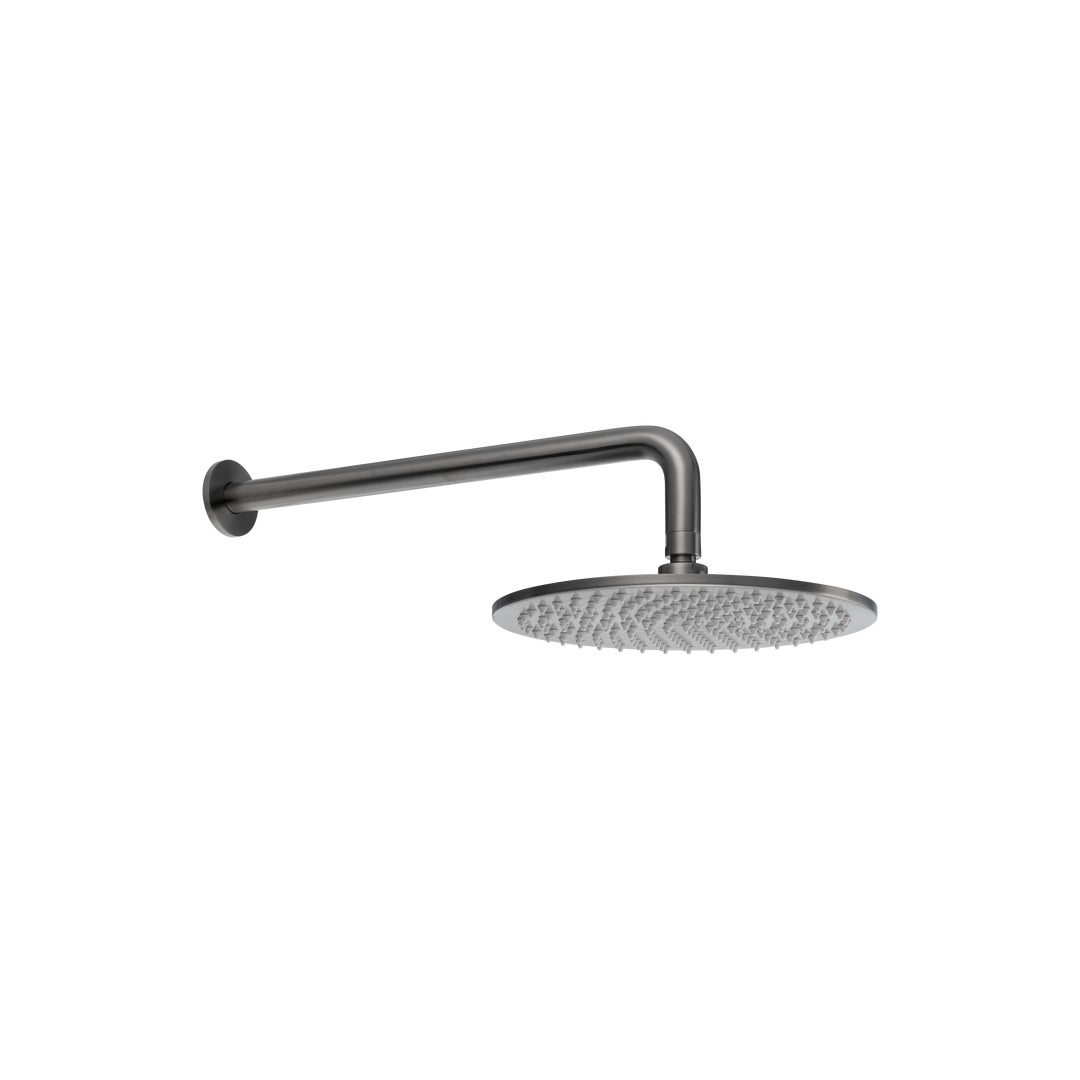 Shower Arm 400mm & Head Set - Brushed Gunmetal