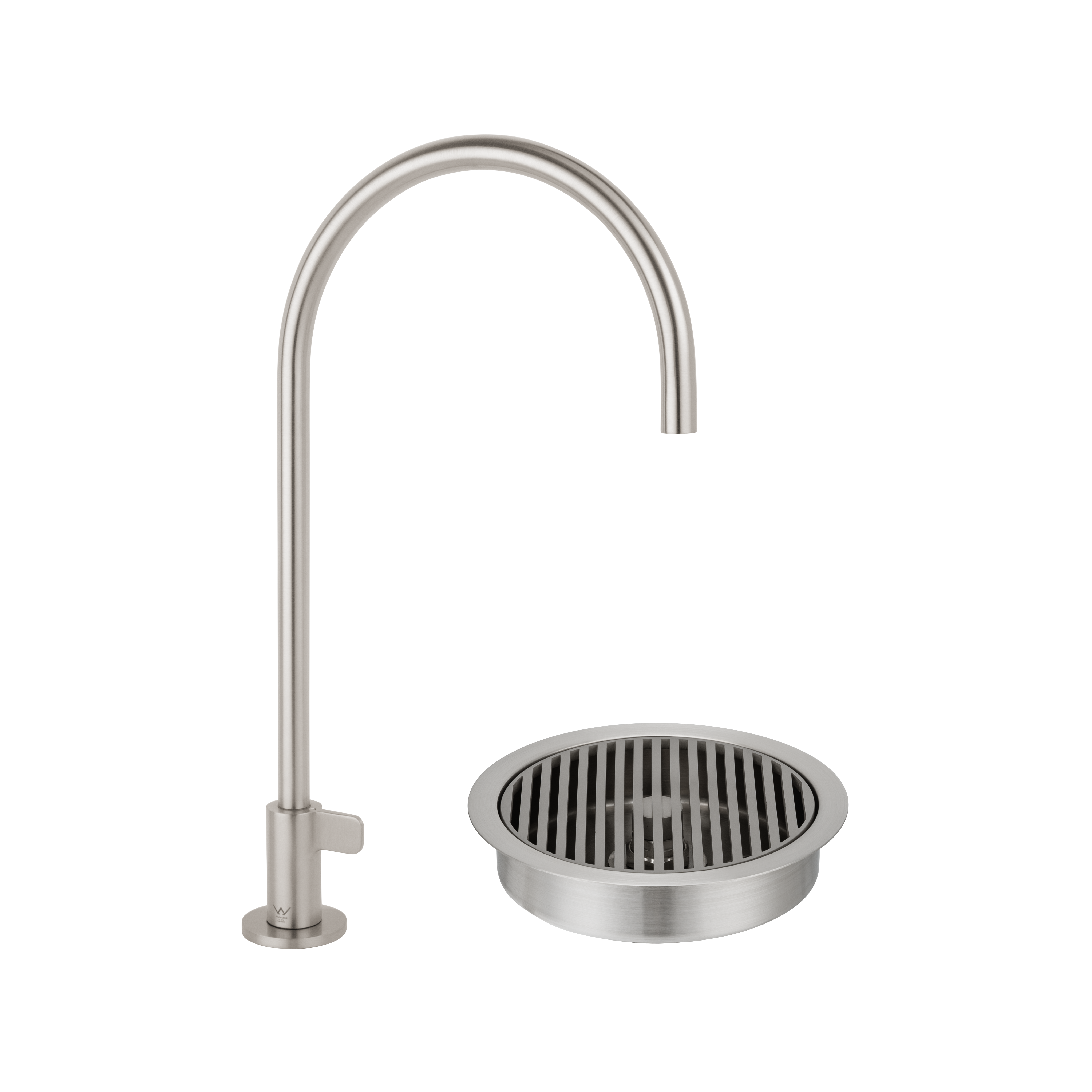 Mini Water Filter Tap with Font Drain - Brushed Stainless Steel