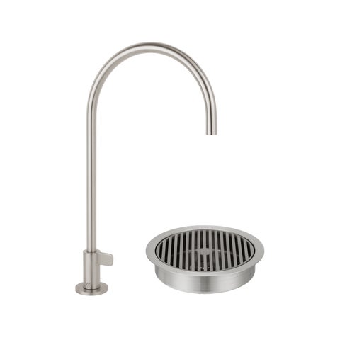Mini Water Filter Tap with Font Drain - Brushed Stainless Steel