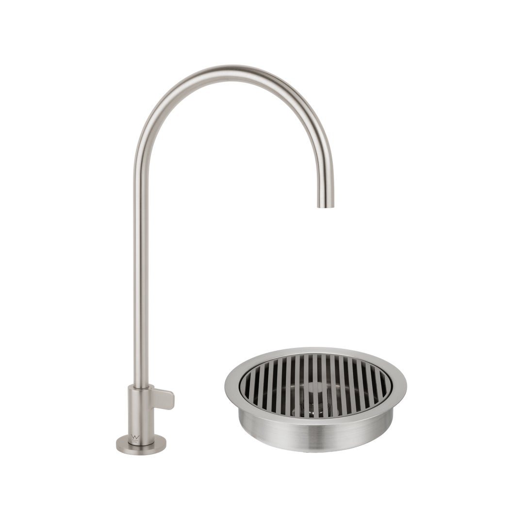 Mini Water Filter Tap with Font Drain - Brushed Stainless Steel