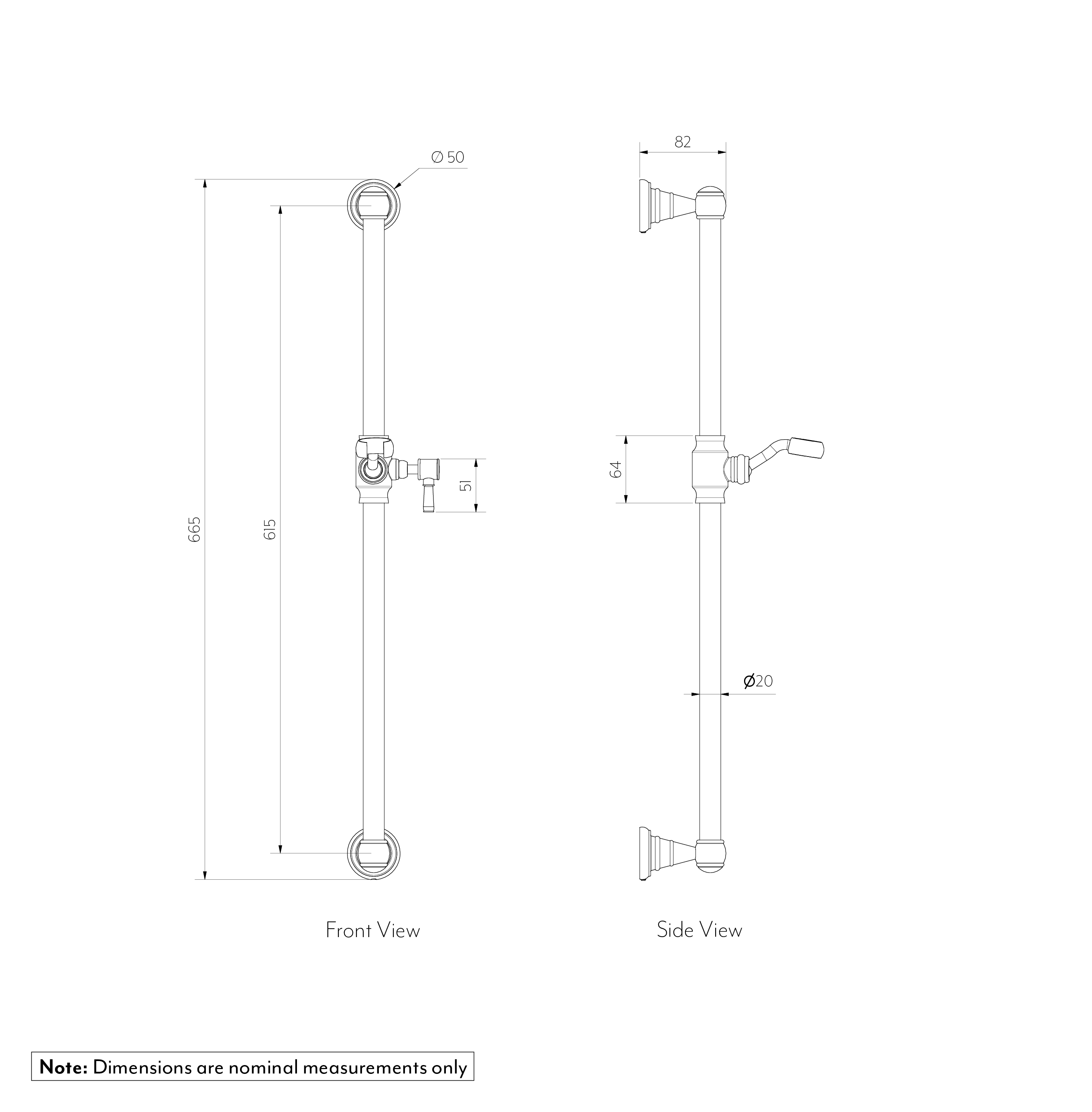 Kingsley Shower Rail SPEC2