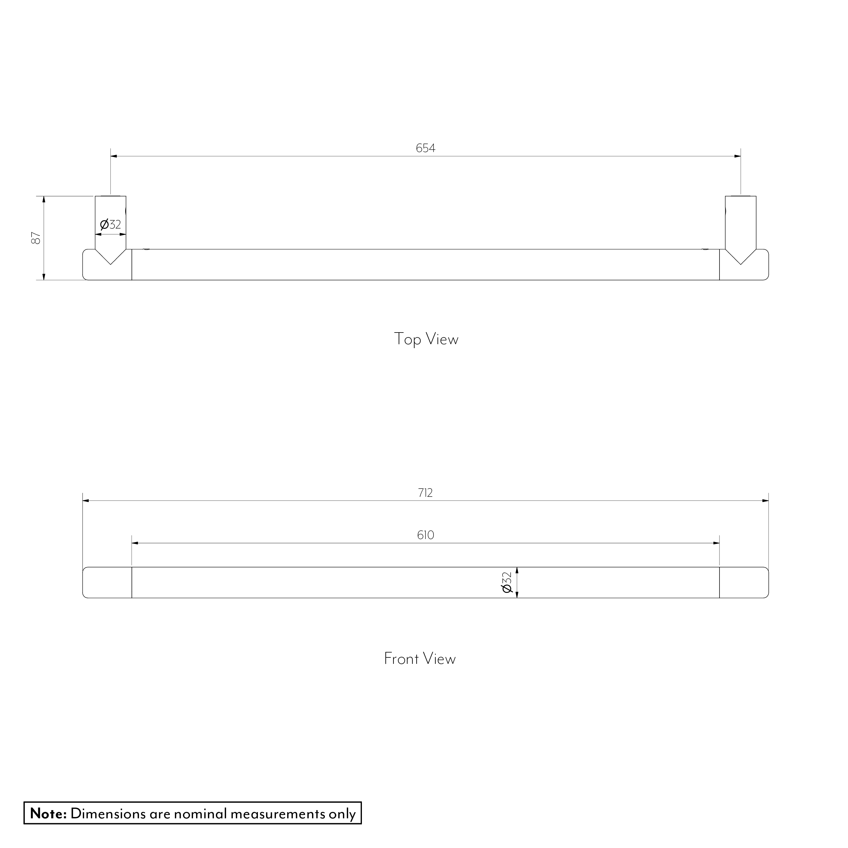 Aliro 712mm Single Rail SPEC