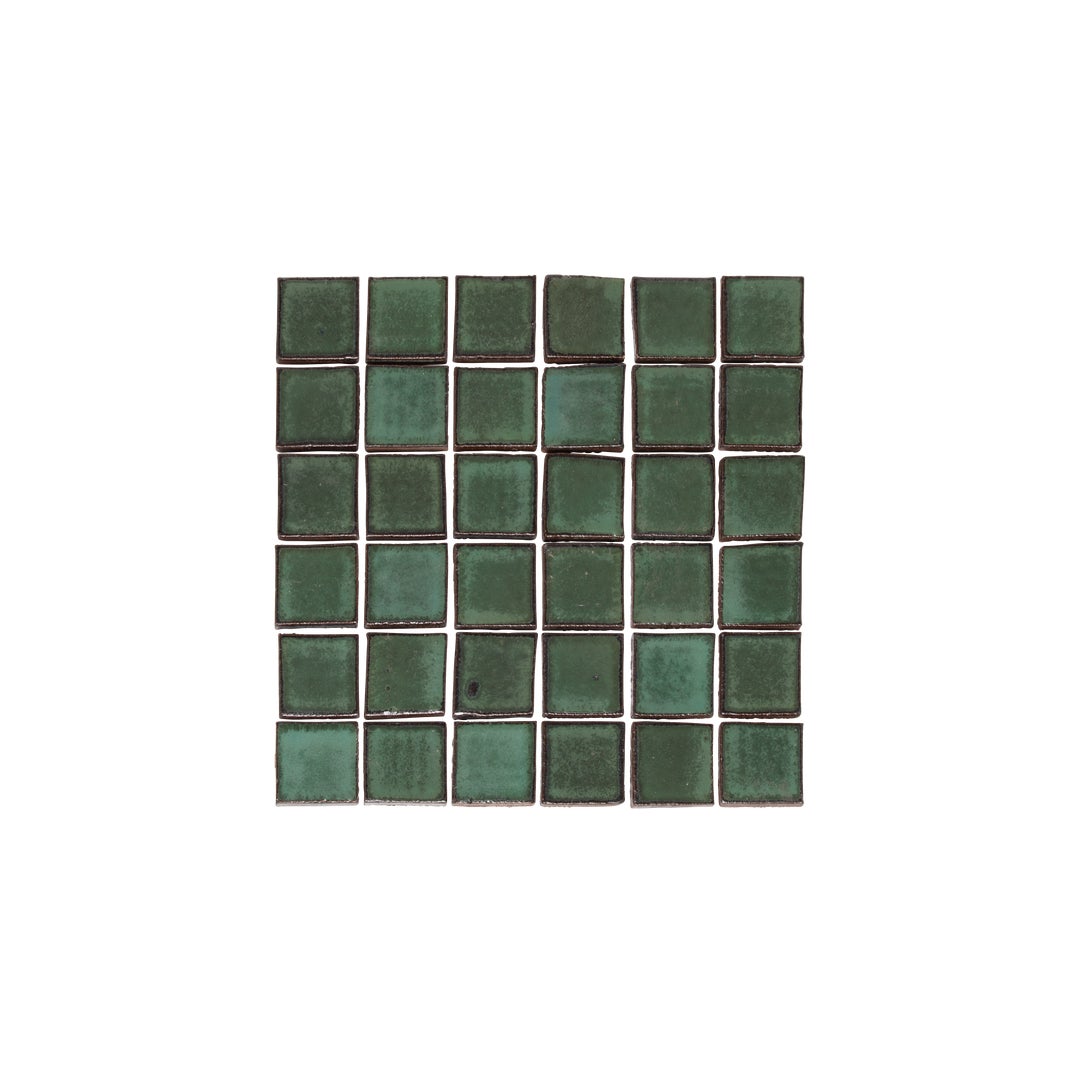 Miyako Handmade Square Mosaic Tile - Indigo Green