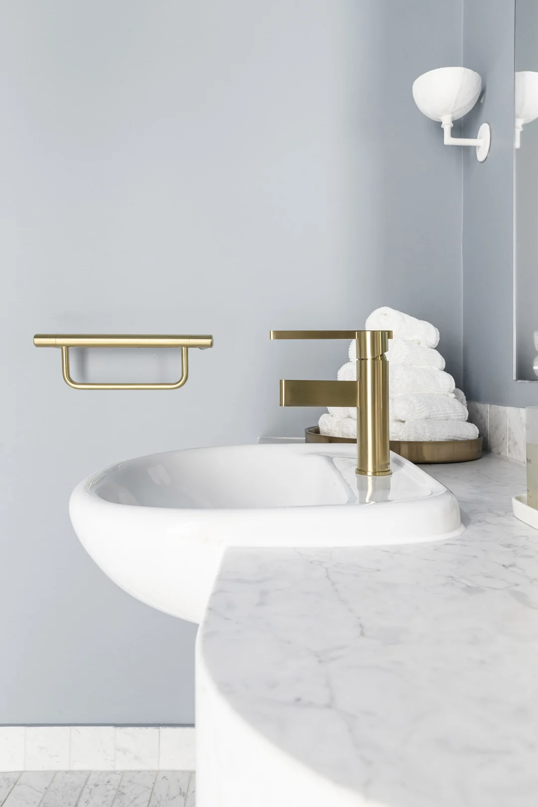 Australia-ByDesign-Brushed-Brass-Accessible-Tap-in-Blue-Bathroom