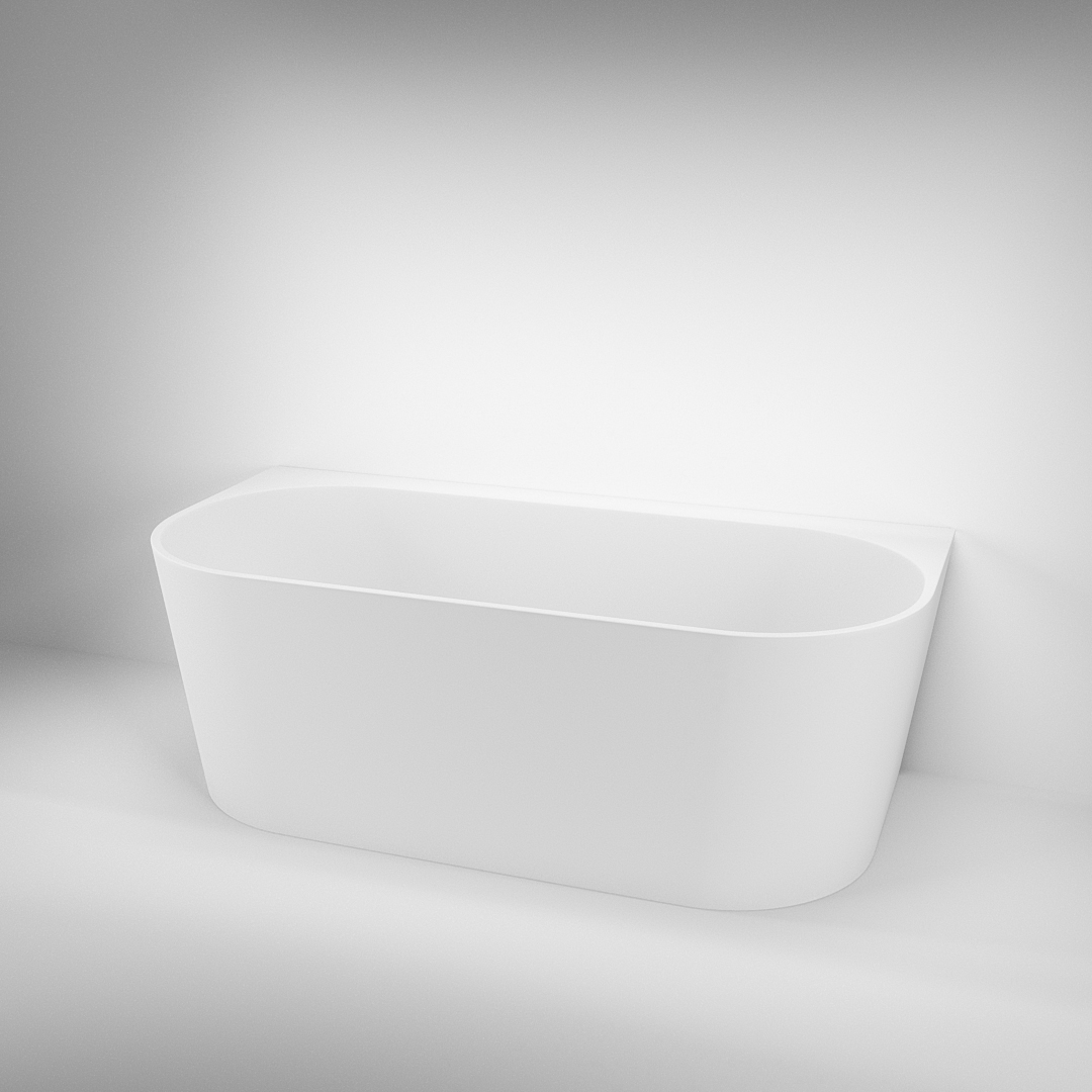 Azul Acrylic Back-to-Wall Freestanding Bath - Matte White 1650mm