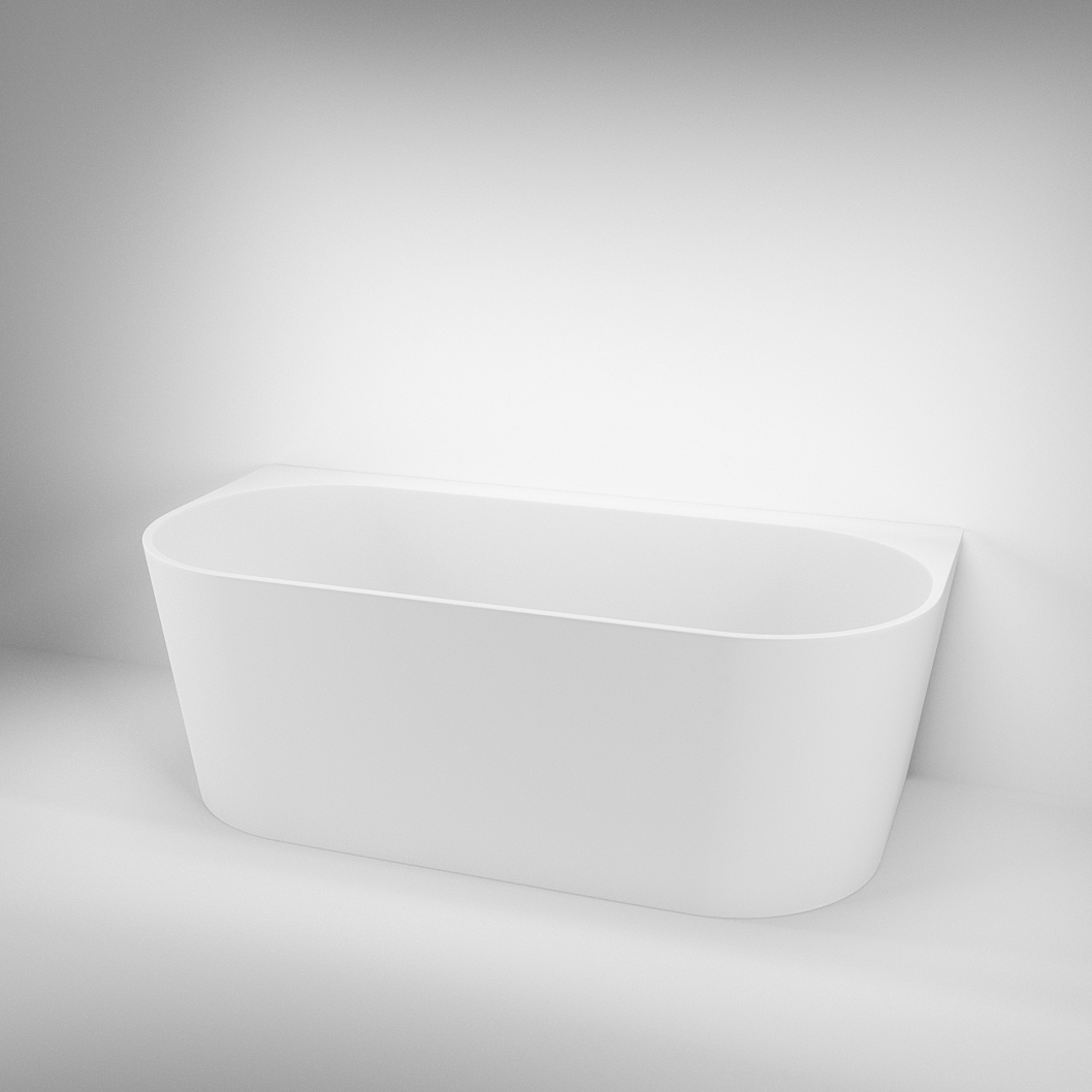 Azul Acrylic Back-to-Wall Freestanding Bath - Matte White 1650mm