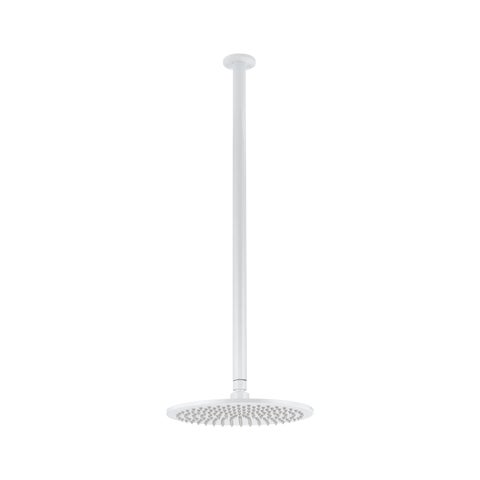 Shower Dropper Extended Round 600mm & Head Set - White