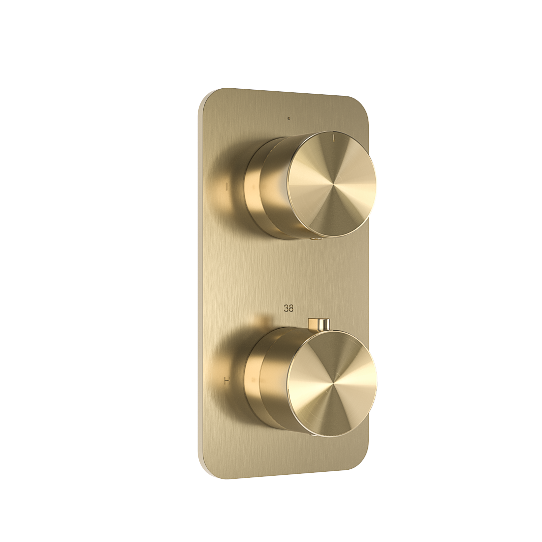 Milani Thermostatic Shower Mixer - Double Function - Brushed Brass