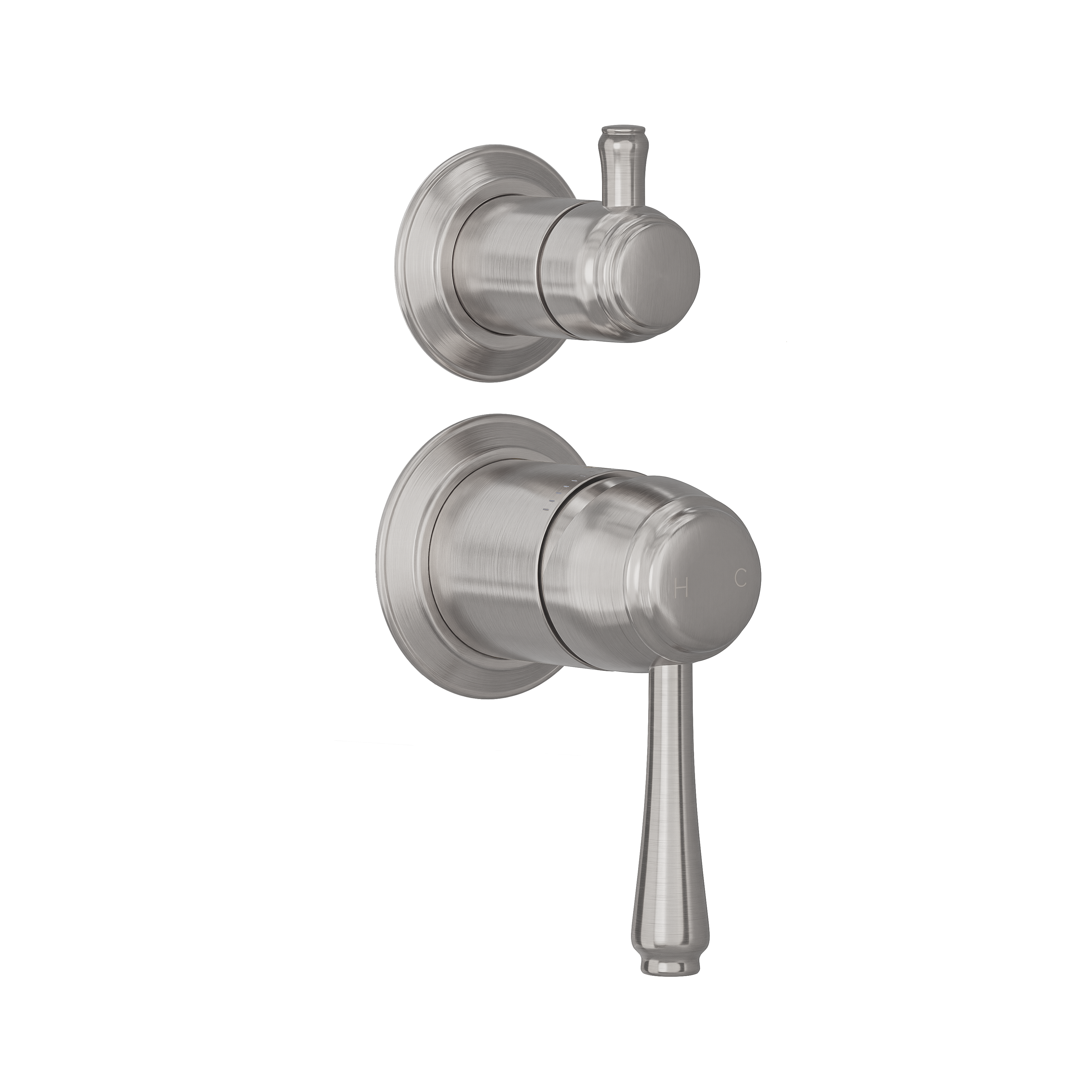Kingsley Thermostatic 2-Way   3-Way Diverter Stock Render AngledView SS