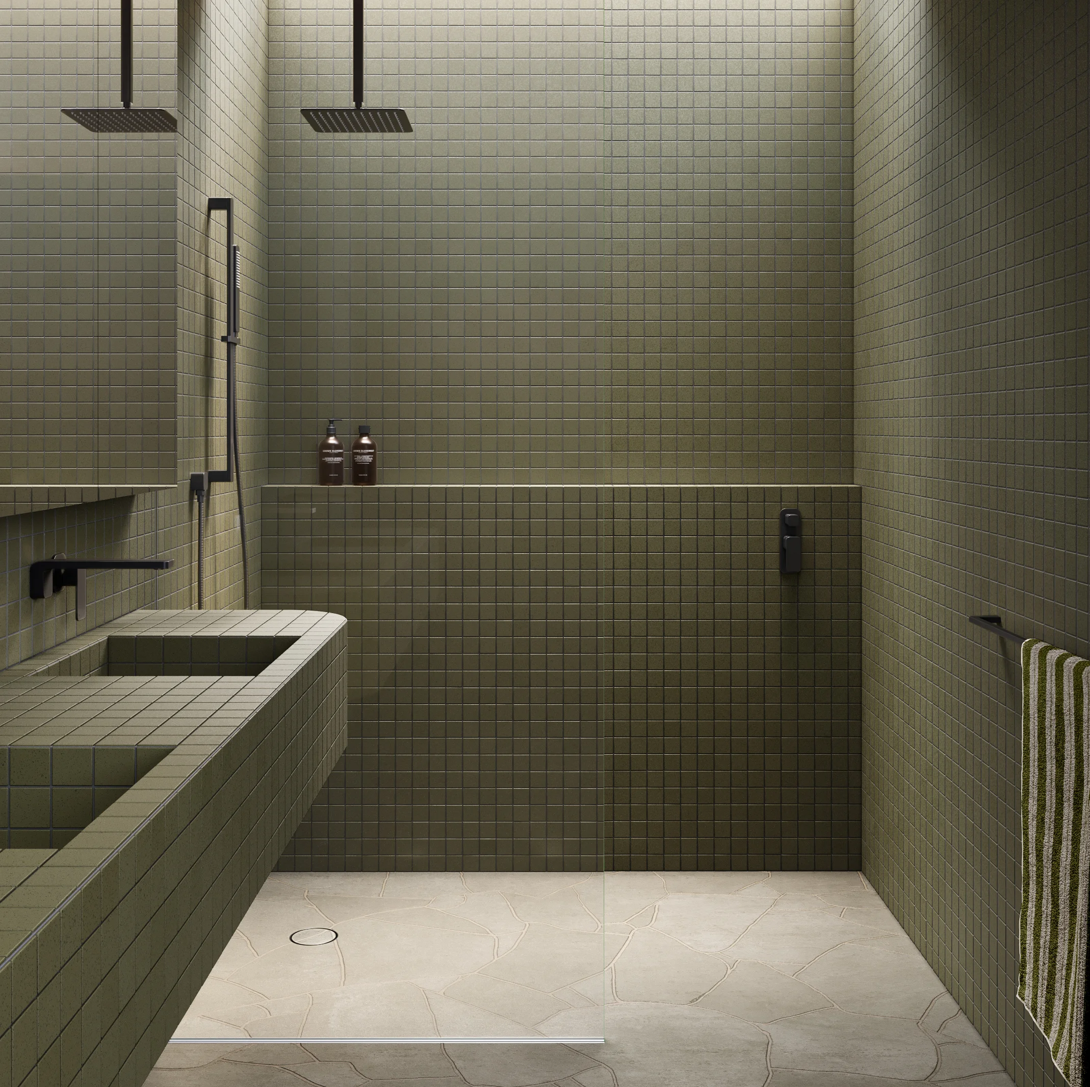 Shower Full%20Shot NESSO Shower%20Dropper-Towel%20Rail with%20towel MB