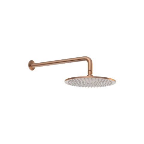 Shower Arm 400mm & Head Set - Brushed Copper