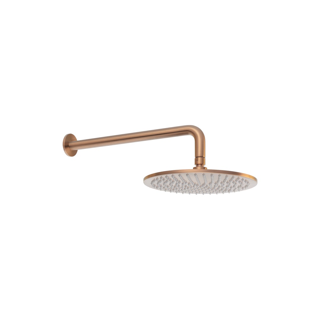 Shower Arm 400mm & Head Set - Brushed Copper
