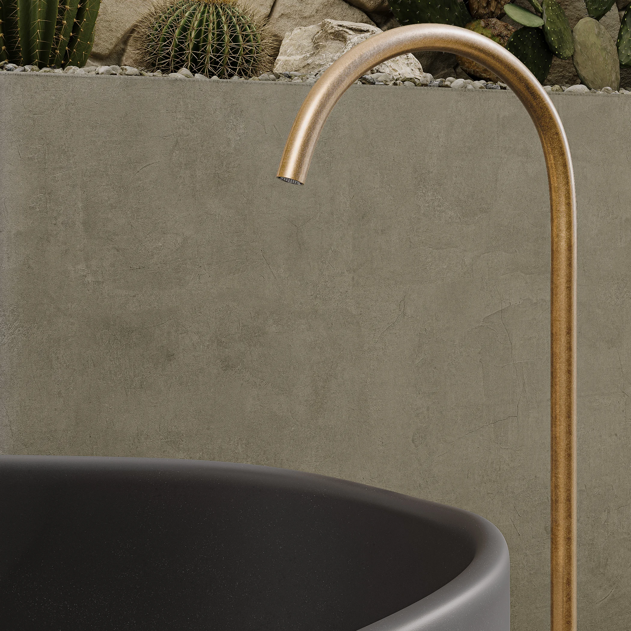 Melia Concrete Grey Bath Sola Bath Filler Insetting Close Up AtiqueAurum