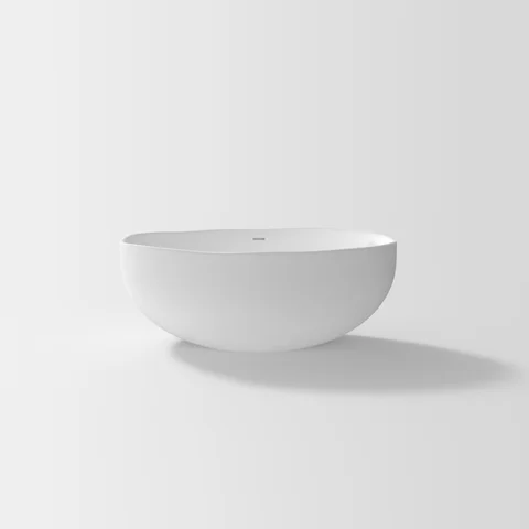 Melia Concrete Bath 1550mm - Matte White (Overflow)