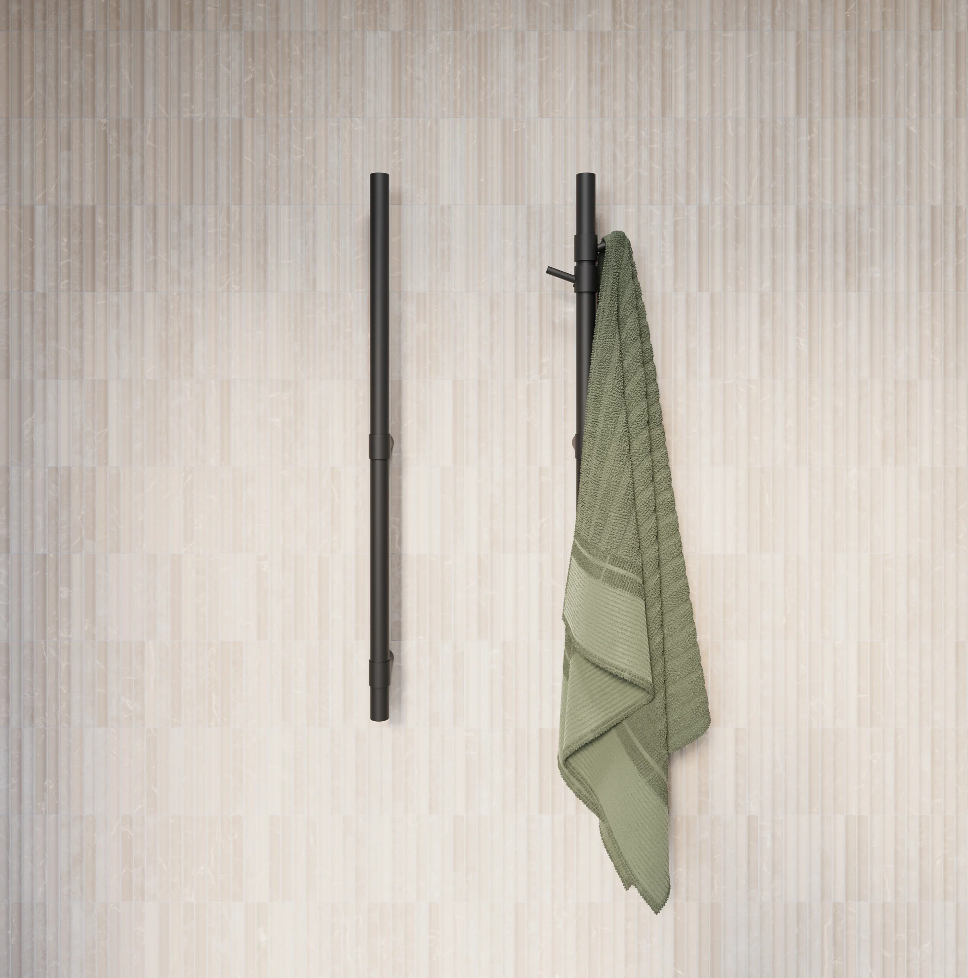 ModiAdjHeatedTowelRail Final View02 HooksClosup MB 01