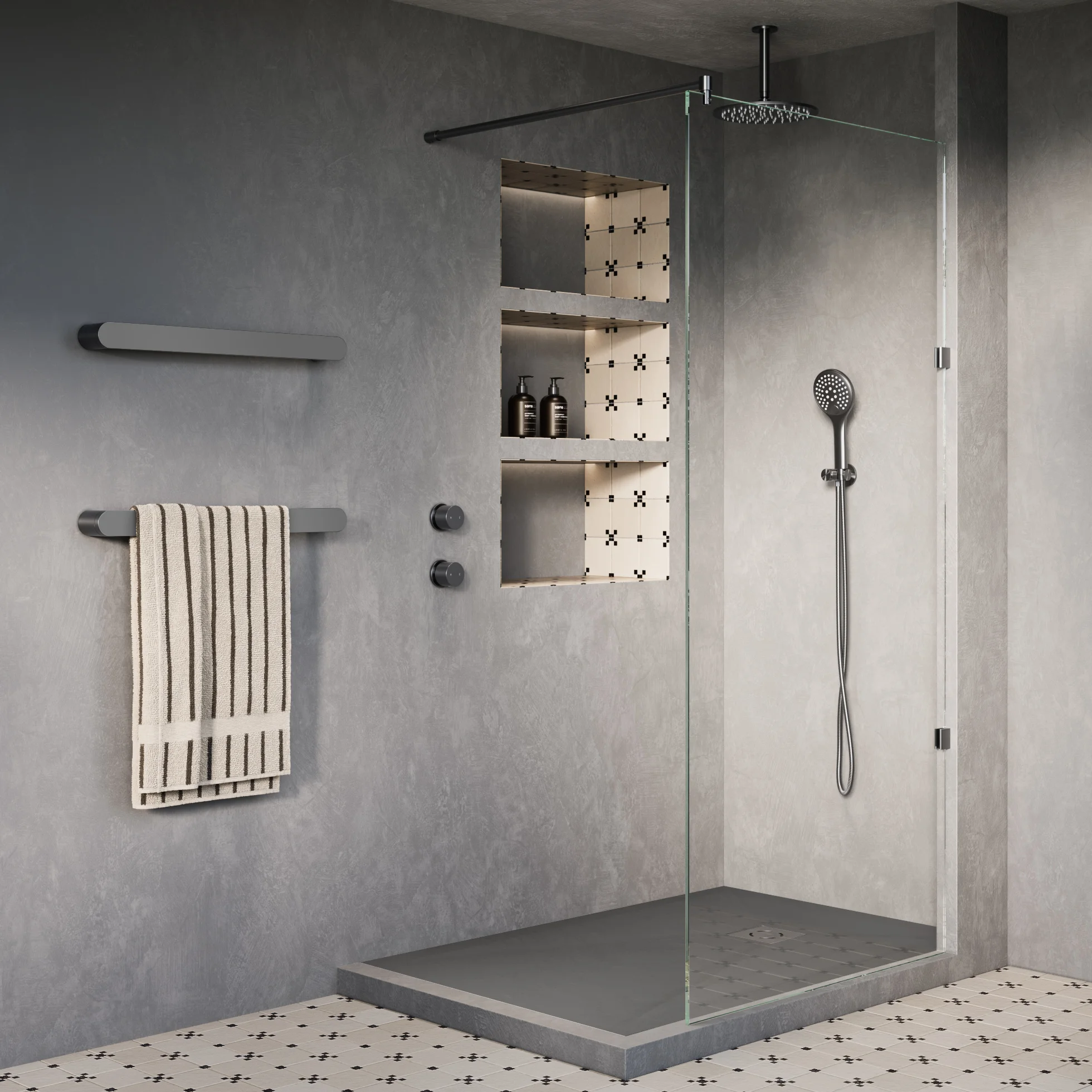 UKShowerTray DarkGrey GM 1200mm 01