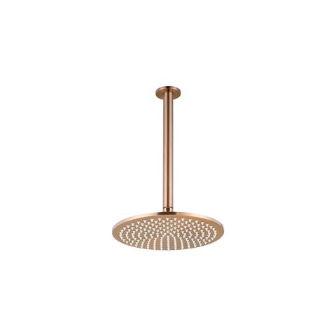 Shower Dropper Round 300mm & Head Set - Brushed Copper