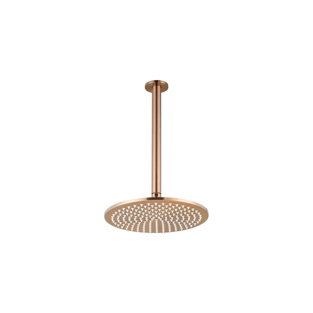 Shower Dropper Round 300mm & Head Set - Brushed Copper