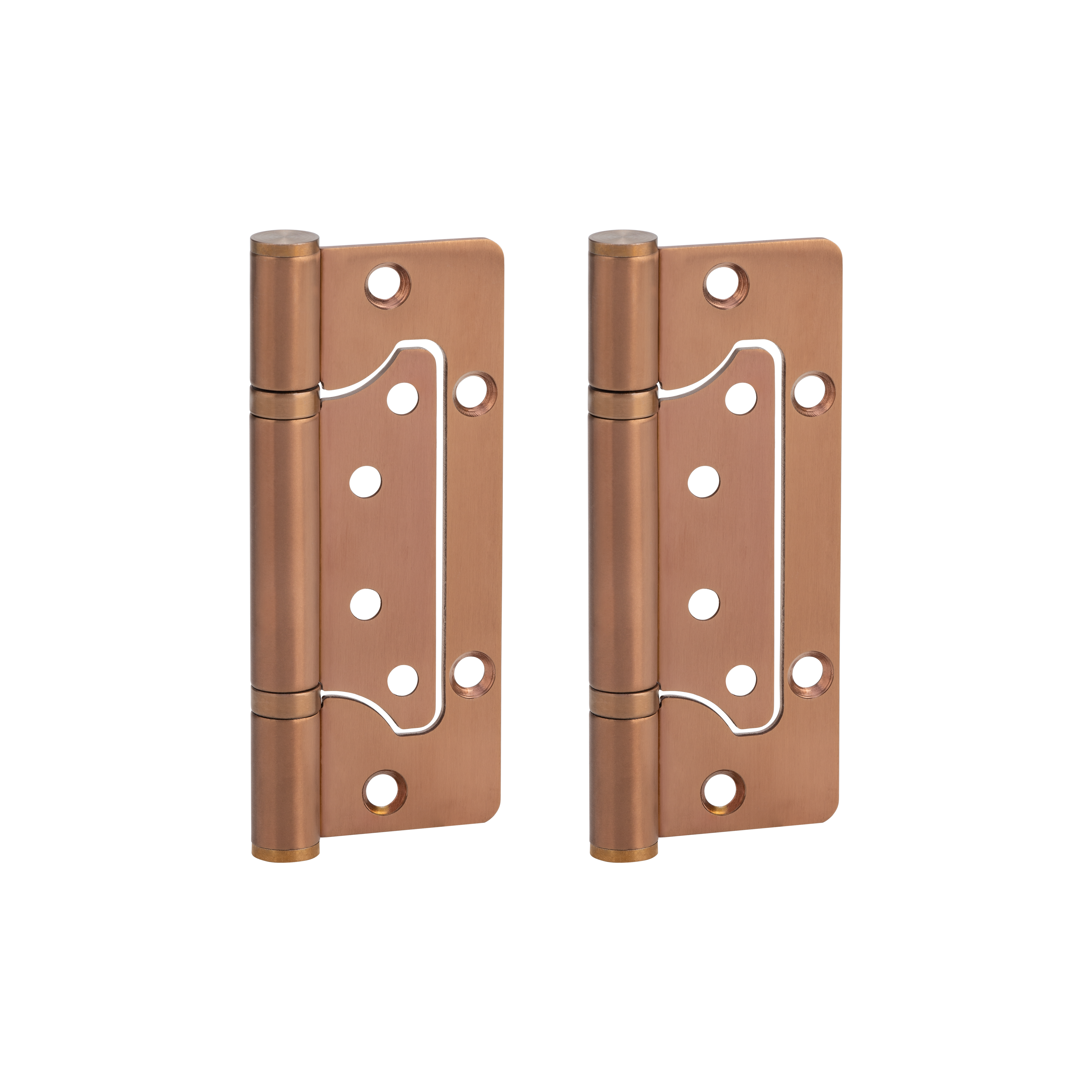 Ellis Flush Door Hinge Pair 130mm - Brushed Copper