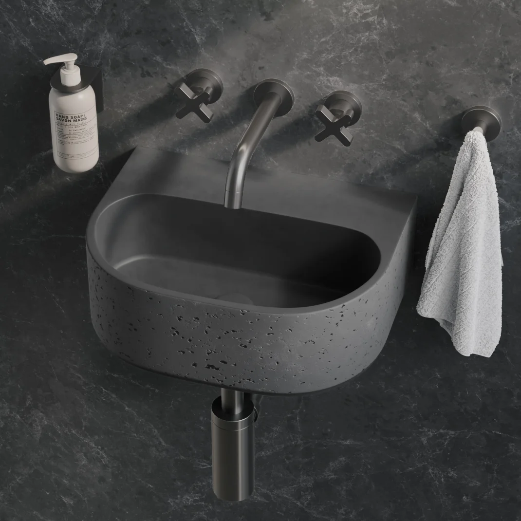 Nelios Concrete Wall Hung Basin - In Setting GREY BG