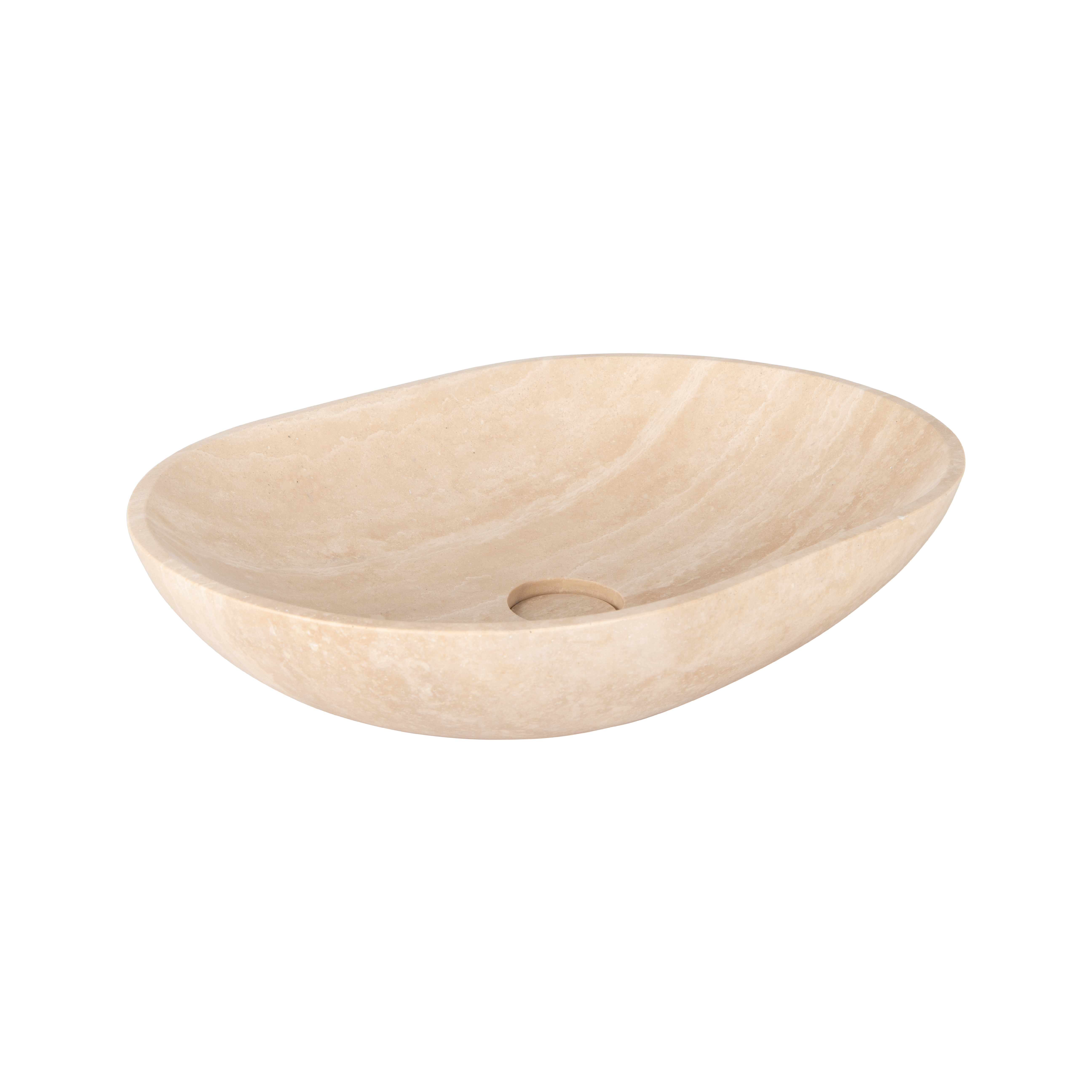 Pedra Oval Basin Sink - Beige Travertine