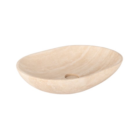 Pedra Oval Basin Sink - Beige Travertine