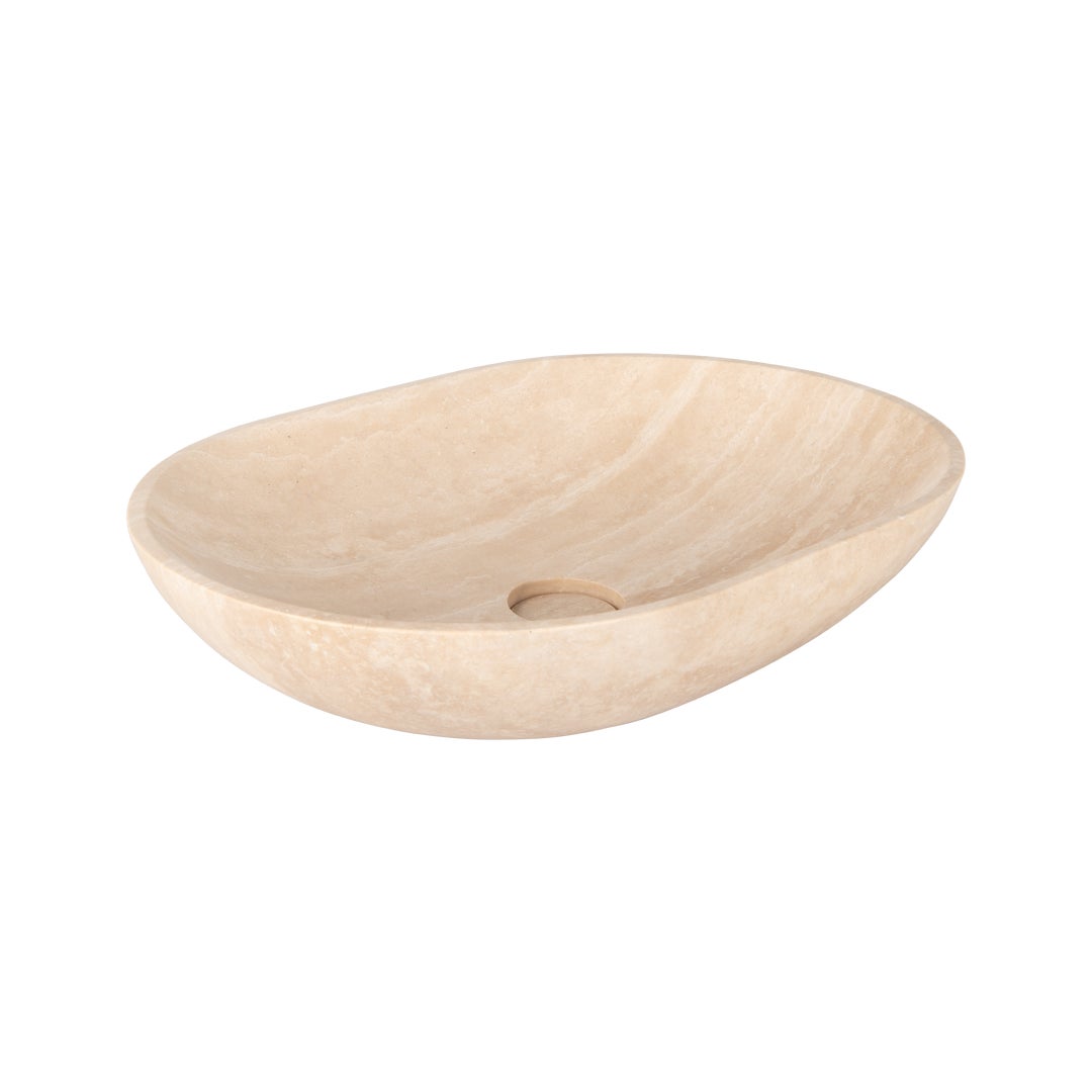 Pedra Oval Basin Sink - Beige Travertine