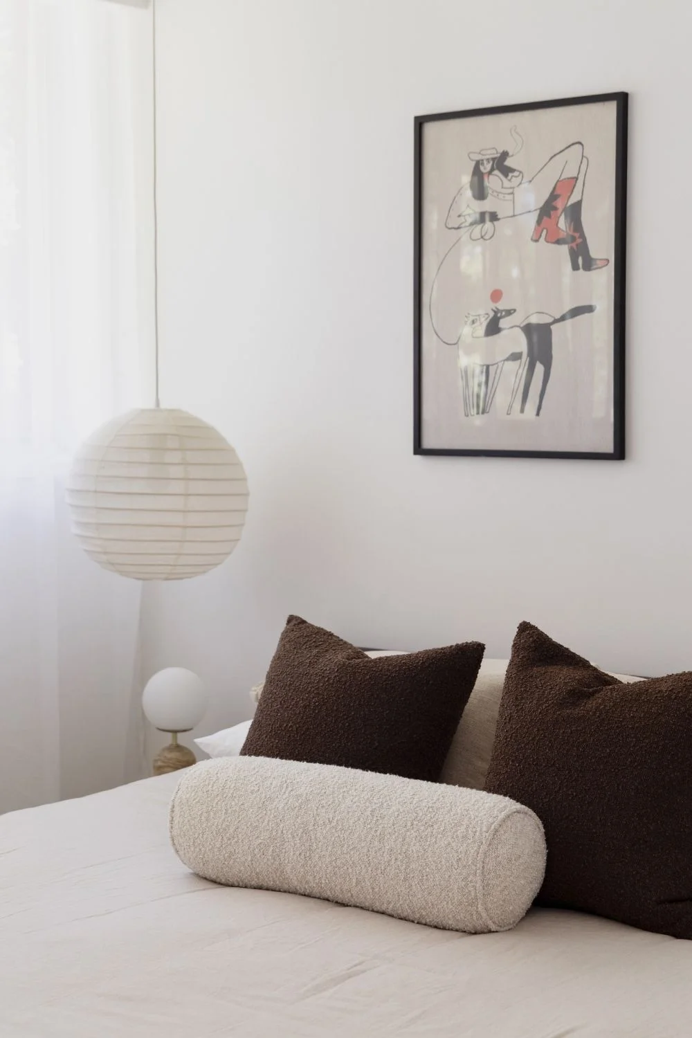 Lily Papas Apartment Renovation Bedroom Brown Linen 