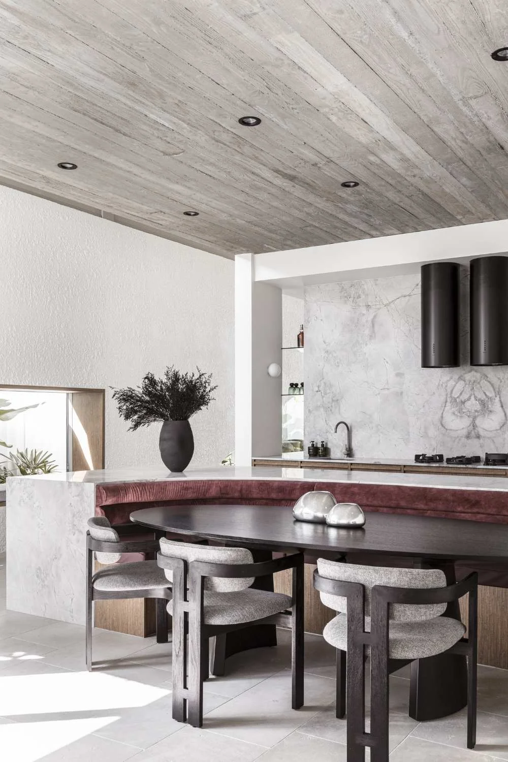 Banquette Seating Brutalist Concrete Matte Black Grey Minimal