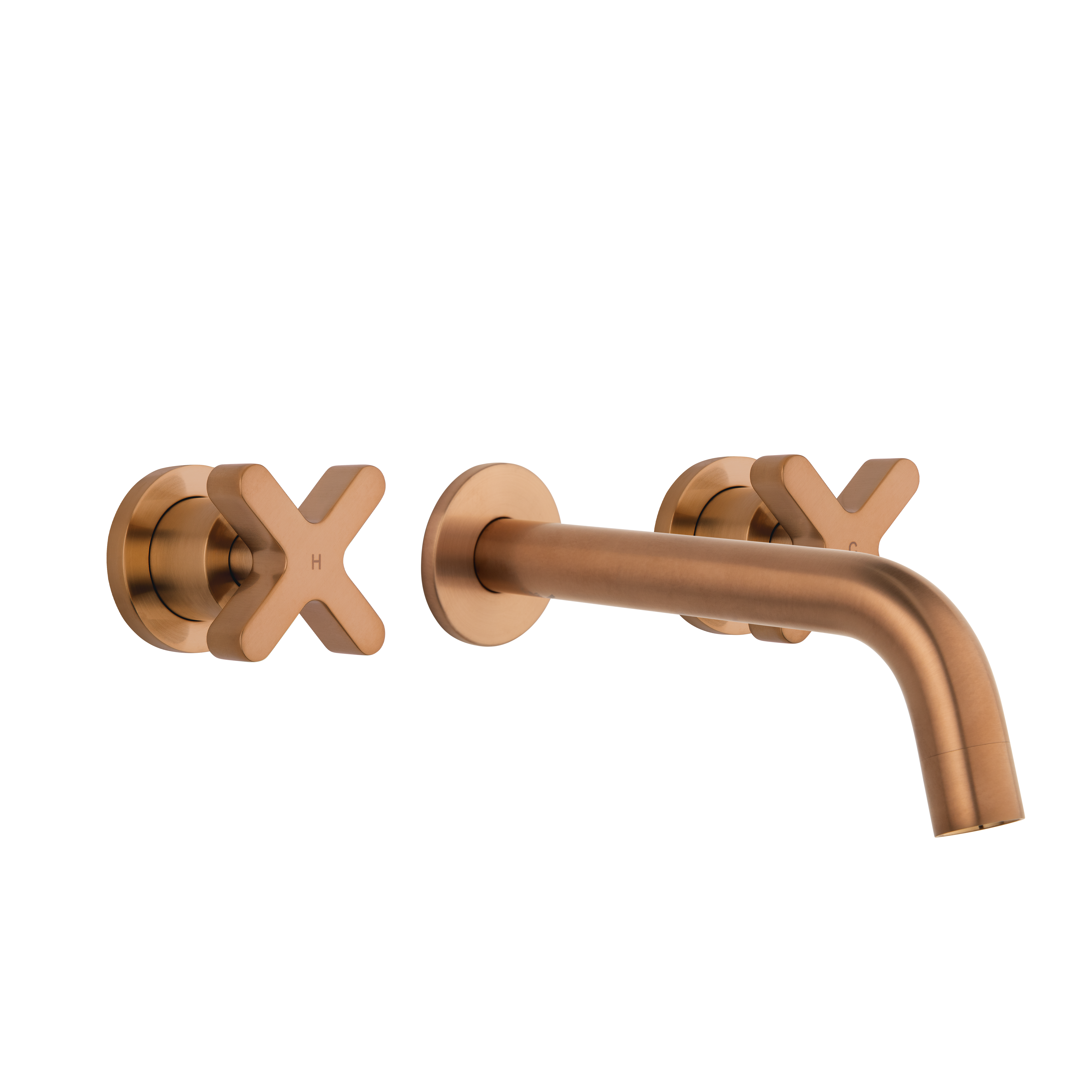 Cross Assembly Taps & Spout Set - Brushed Copper