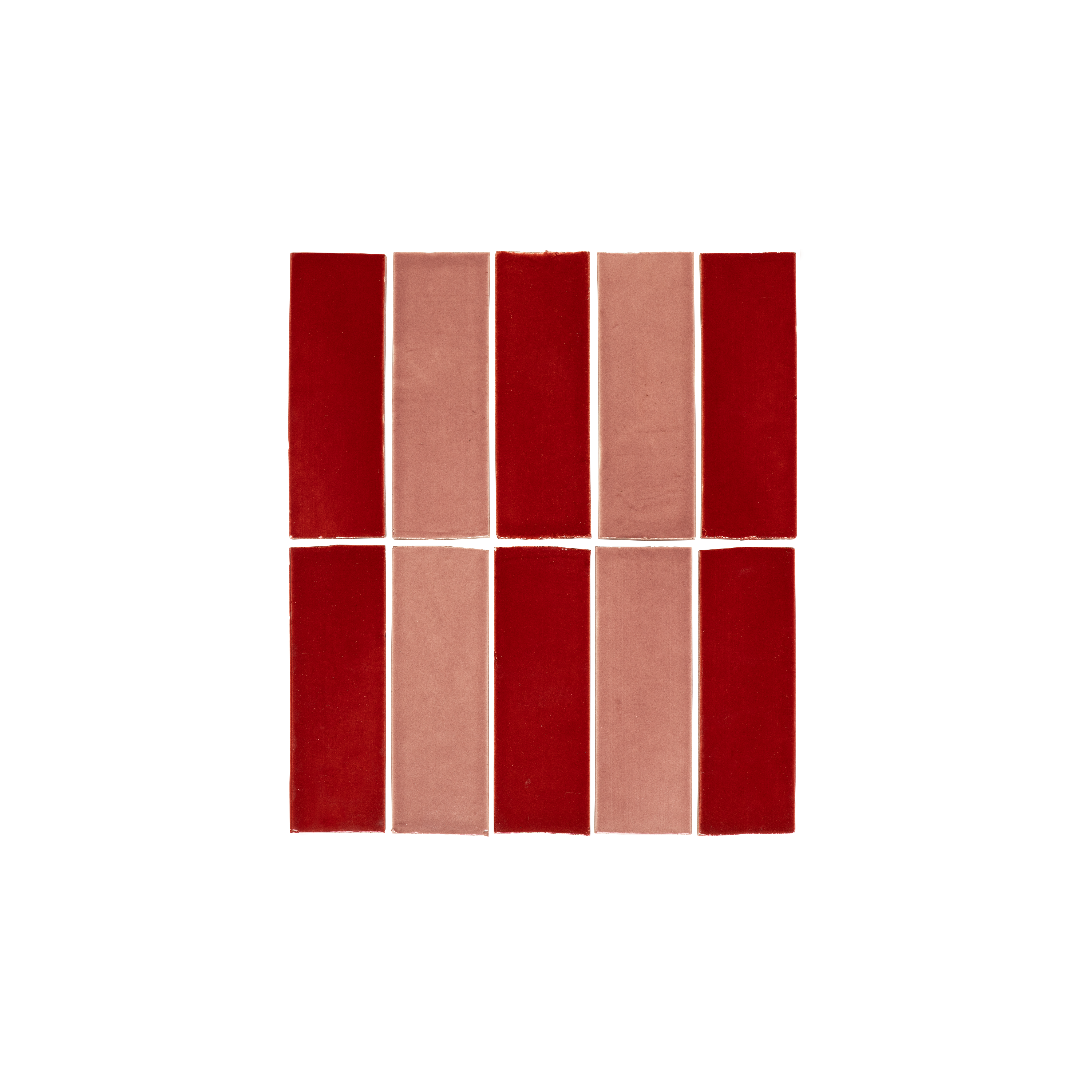 Rommani Zellige Striped Tiles - Cherry Red & Desert Rose