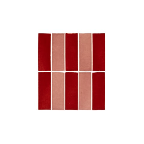 Rommani Zellige Striped Tiles - Cherry Red & Desert Rose
