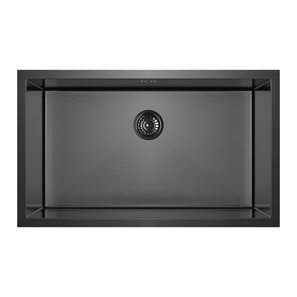 Vari - Single Sink 750mm - Brushed Gunmetal (Rack/Overflow)