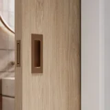 CLOSE UP Nelios Concrete Basin and Pedestal ALMOND  Atley Pull-Cavity Slidier Edge Pull BC 