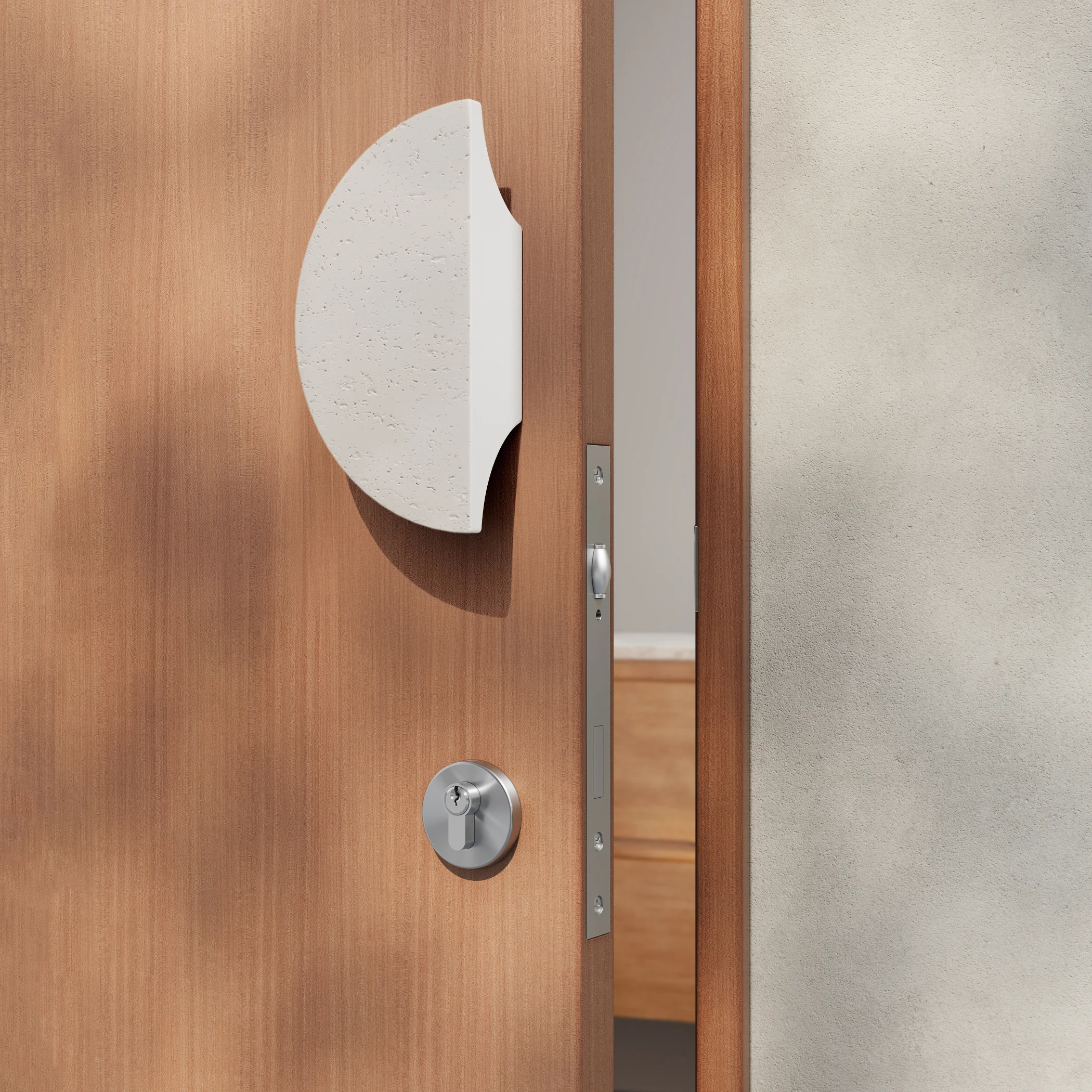 Atelis Concrete Half Moon Entry Door Pull White V1jpg