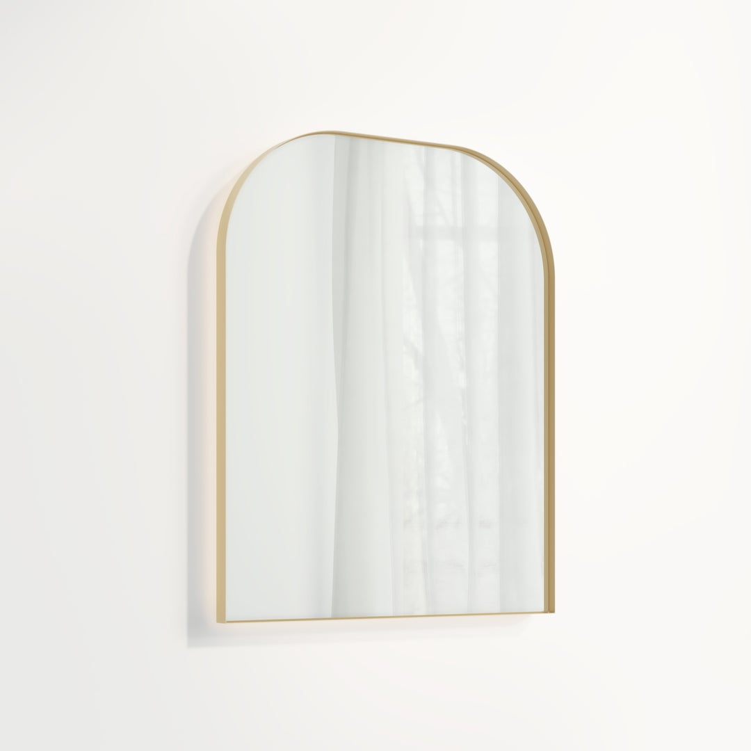 Arch Wall Mirror LED 600 x 750mm - Brushed Brass